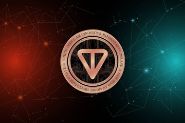 Dijital arka planda tonluk sanal para birimi görüntüleri. 3d illüstrasyon.