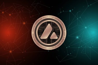 Dijital arkaplanda çığ-avax sanal para birimi görüntüsü. 3d illüstrasyon.