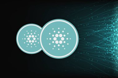 Dijital arkaplanda cardano-ada sanal para birimi resmi. 3d illüstrasyon.