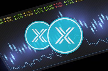 Değişmez x-imx sanal para birimi resimleri. 3d illüstrasyon.