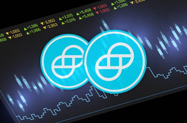 Dijital arkaplandaki ikizler dolar desenli sanal para birimi görüntüleri. 3d illüstrasyon.