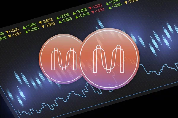 stock image an image of the mina coin virtual currency on a digital background. 3d illustrations.