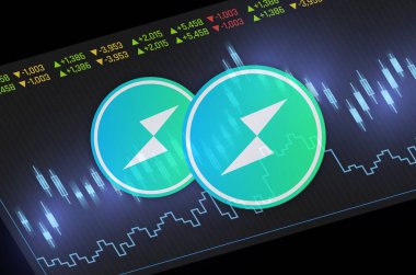 Thorchain rün sanal para birimi çizimi. 3d illüstrasyon