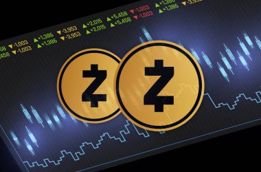 Zcash-zec sanal para biriminin dijital arkaplan resmi. 3d illüstrasyon.