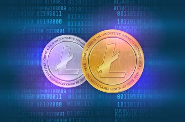  Litoin-ltc sanal para birimi görüşleri. 3d illüstrasyon