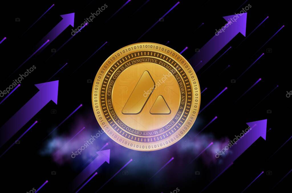 Avalanche-avax virtual currency image in the digital background. 3d illustrations.