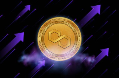 Dijital arkaplanda çokgen-matik kripto para birimi resimleri. 3d illüstrasyon.