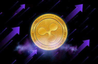 Dijital arkaplanda dalgalı-xpr sanal para birimi resimleri. 3d illüstrasyon.