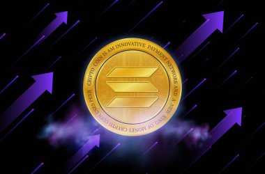 Dijital arkaplanda solana-sol sanal para birimi resmi. 3d illüstrasyon