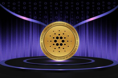 Dijital arkaplanda cardano-ada sanal para birimi resmi. 3d illüstrasyon.