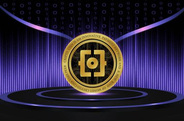 Dijital arkaplanda Ordi kripto para biriminin görüntüleri. 3d illüstrasyon.