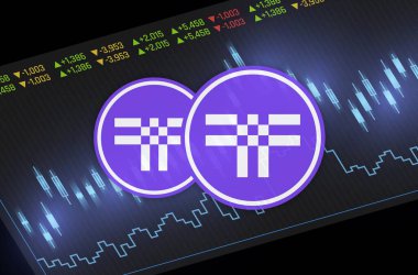 dijital arkaplanda thershold-t sanal para birimi resimleri. 3d illüstrasyon.