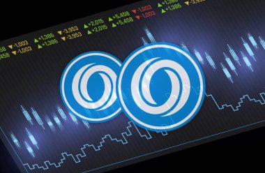 Dijital arkaplanda vaha ağı yükselen sanal para birimi görüntüleri. 3d illüstrasyon.