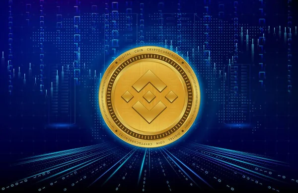 stock image binance-bnb virtual currency image in the digital background. 3d illustrations.