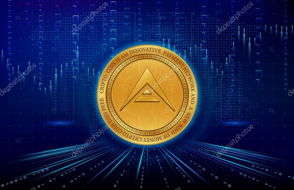 Ark virtual currency image in the digital background. 3d illustrations.