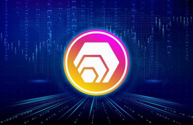 dijital arkaplanda sanal para birimi görüntüleri var. 3d illüstrasyon.