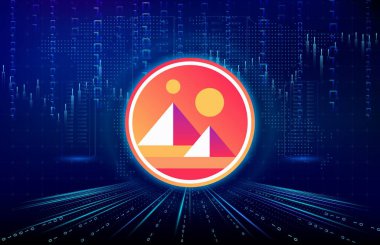 Decntraland-mana kripto para birimi resmi. 3B illüstrasyon.