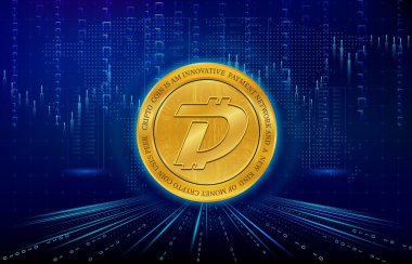 Digibyte-dgb dijital arkaplanda sanal para birimi resmi. 3d illüstrasyon.