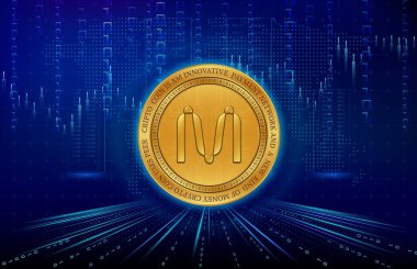 Dijital bir arka planda mina coin sanal para birimi görüntüsü. 3d illüstrasyon.