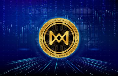 Dijital arkaplanda quarkchain-qkc para logosu resmi. 3d illüstrasyon.