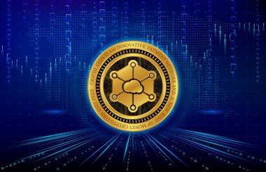 Dijital arkaplanda Storj kripto para birimi resimleri. 3d illüstrasyon.