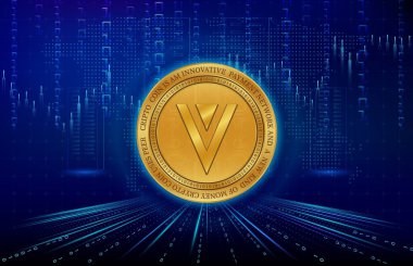 dijital arkaplanda verge-xvg sanal para birimi resmi. 3d illüstrasyon.