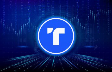 Dijital arkaplanda gerçek usd-tusd sanal para birimi resimleri. 3d illüstrasyon.