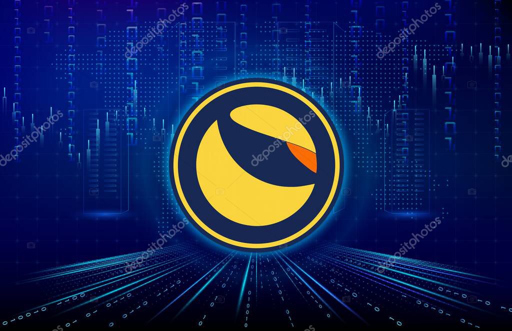 Digital background image of the terra luna virtual currency. 3d illustration.
