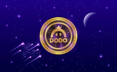 Dijital arkaplanda dodo sanal para birimi resmi. 3d illüstrasyon.