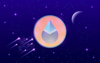 Dijital arkaplanda Lido Dao 'nun dijital para birimi resimleri. 3d illüstrasyon.