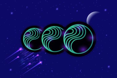 Dijital arkaplanda perlin-perl sanal para birimi resimleri. 3d illüstrasyon.