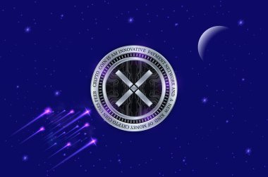 Pundi x-pundix şifreleme resimleri dijital arkaplanda. 3d illüstrasyon.