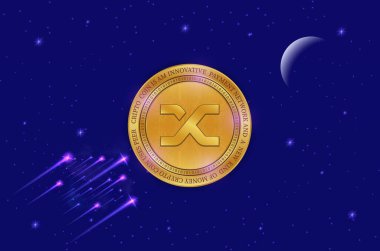 Dijital arkaplanda sentetik-snx şifreli para birimi resimleri. 3d illüstrasyon.