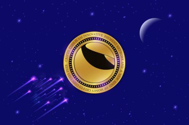 Terra luna sanal para biriminin dijital arkaplan görüntüsü. 3d illüstrasyon.