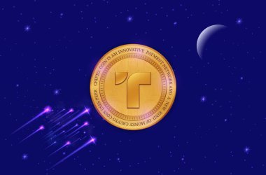 Dijital arkaplanda gerçek usd-tusd sanal para birimi resimleri. 3d illüstrasyon.