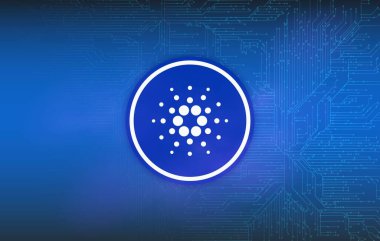 Dijital arkaplanda cardano-ada sanal para birimi resmi. 3d illüstrasyon.