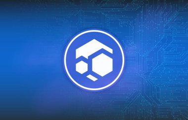 Sanal para birimi görüntüsünü dijital arkaplanda akıt. 3d illüstrasyon.