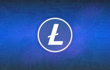  Litoin-ltc sanal para birimi görüşleri. 3d illüstrasyon