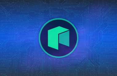 Dijital arkaplanda yeni sanal para birimi görüntüleri. 3d illüstrasyon.