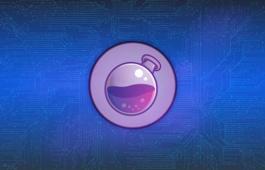 Dijital arkaplanda osmoz-osmo sanal para birimi görüntüleri. 3d illüstrasyon.