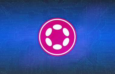 Dijital arkaplanda polkadot-nokta şifreleme resimleri. 3d illüstrasyon.