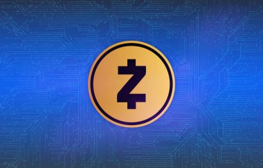 Zcash-zec sanal para biriminin dijital arkaplan resmi. 3d illüstrasyon.