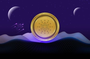 Dijital arkaplanda cardano-ada sanal para birimi resmi. 3d illüstrasyon.