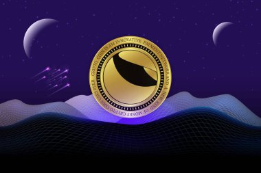 Terra luna sanal para biriminin dijital arkaplan görüntüsü. 3d illüstrasyon.