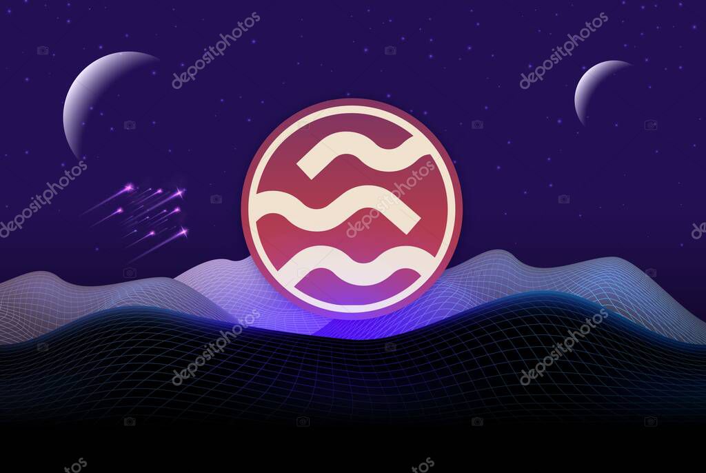 Sei cryptocurrency logos images on digital background. 3d illustrations.