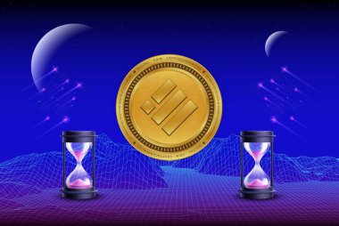 Binance usd-busd dijital arkaplanda sanal para birimi resmi. 3d illüstrasyon.