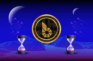 bitshare-bts dijital arkaplanda sanal para birimi resimleri. 3d illüstrasyon.