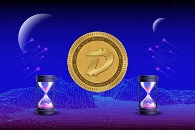 Digibyte-dgb dijital arkaplanda sanal para birimi resmi. 3d illüstrasyon.