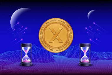Dijital arkaplanda dydx şifreleme resmi. 3d illüstrasyon.