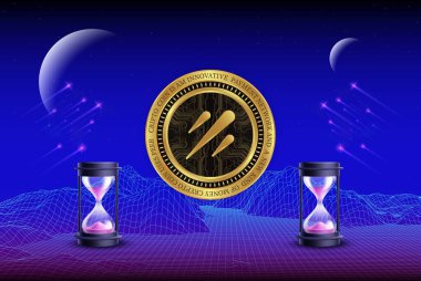 Galxe-gal sanal para birimi görüntüsü. 3d illüstrasyon.